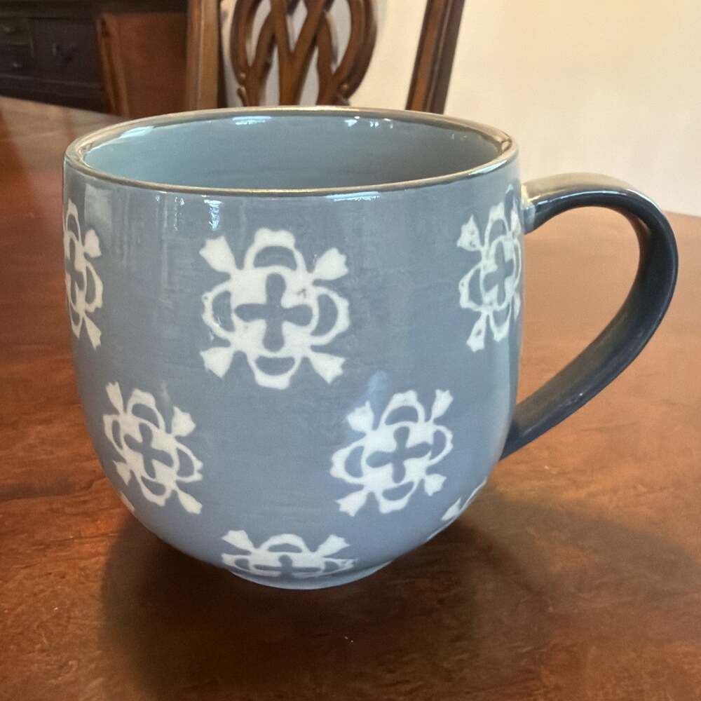 Baum Bros PHARA GRAY Stoneware Pot Belly Bohemian Style Coffee Mug